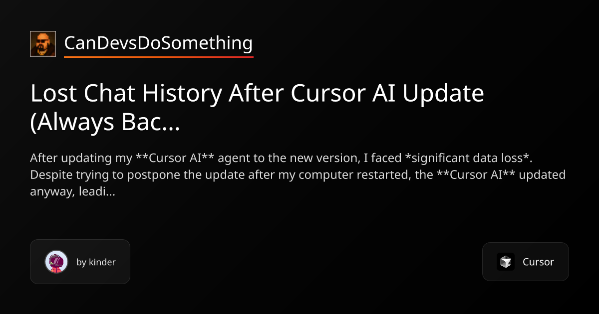 Lost Chat History After Cursor AI Update (Always Backup Before Update ...